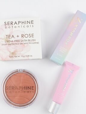 Vegan Beauty Bundle: Seraphine Botanicals Blush & Formula Z Lip Elixir NIB